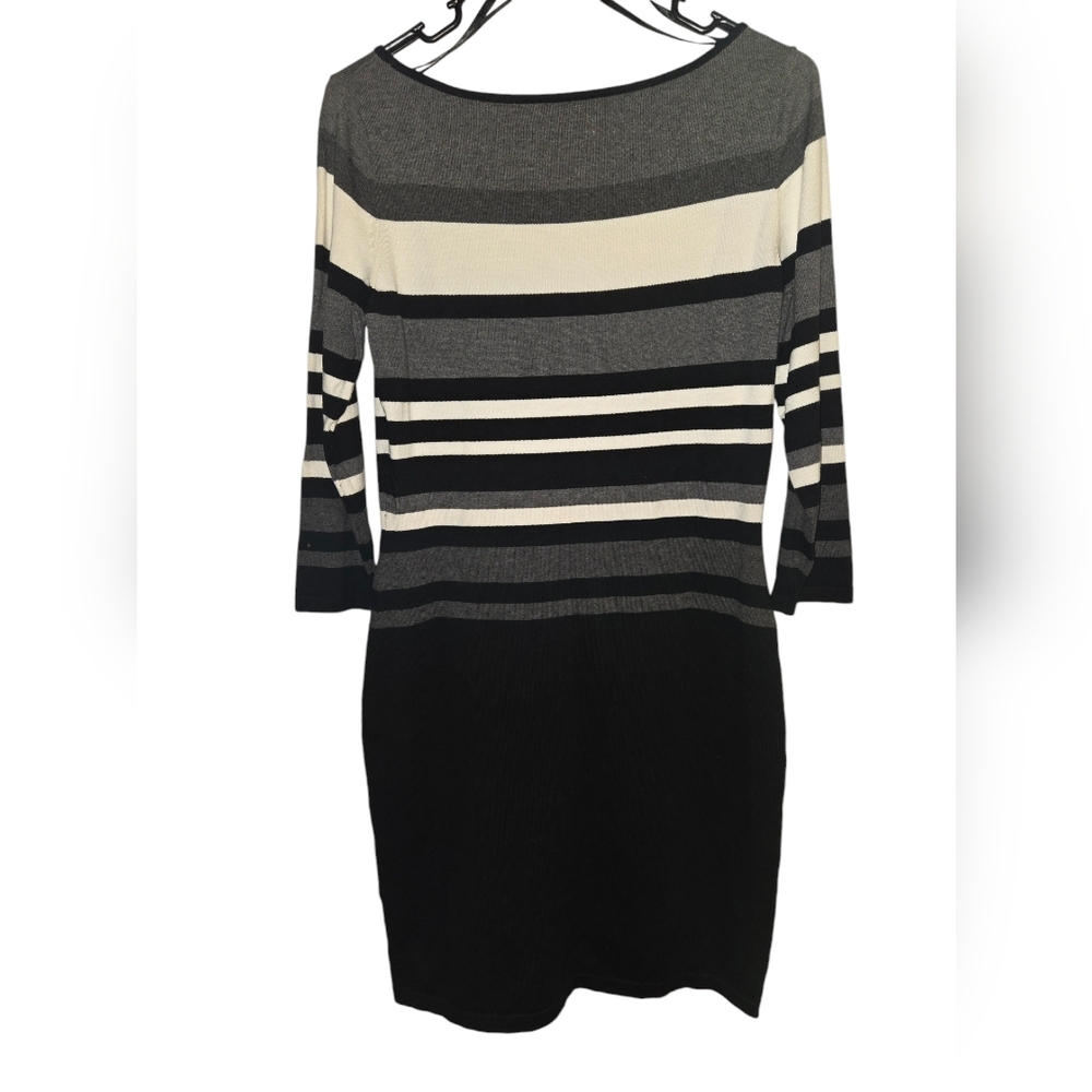 Ralph Lauren Black And White Striped Knee Length Dress Size Medium - Picture 4 of 6